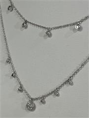 GABRIEL & CO 14k White Gold Layered Diamond Charm Drop Necklace